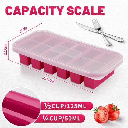 Imagem de Moldes de congelador de silicone AgiGear com tampas para sopa e molho vermelho