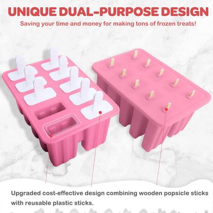 Imagem de Moldes para picolé Miaowoof Homemade 10 cav, silicone rosa sem BPA