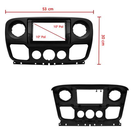 Imagem de Moldura 10 e 9 Polegadas Renault Master 2014 à 2025 Preta Painel Central Multimidia Som