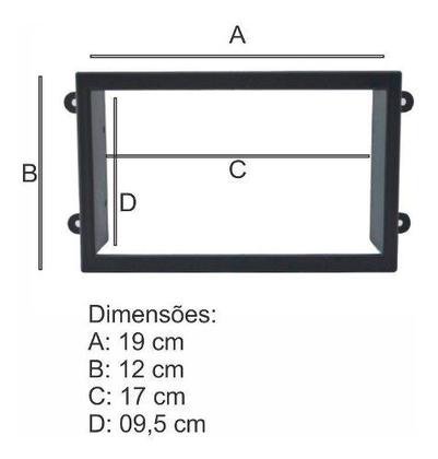 Imagem de Moldura 2 Din Fiamon Onix Cobalt Spin Prisma 2012 a 2016 e Onix Joy 2021 Preta
