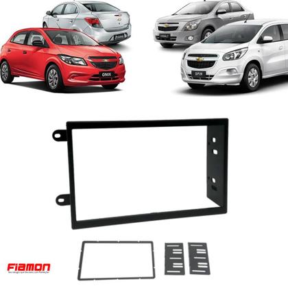 Imagem de Moldura 2 Din Fiamon Onix Cobalt Spin Prisma 2012 a 2016 e Onix Joy 2021 Preta
