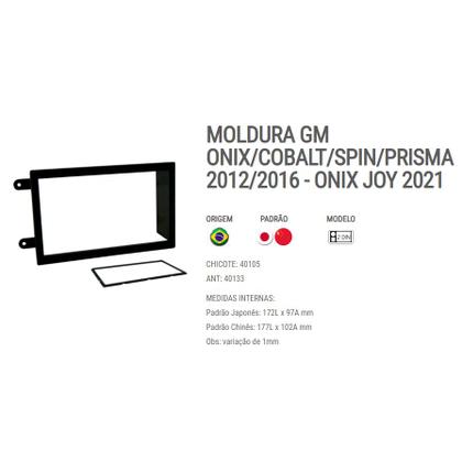 Imagem de Moldura 2 Din Fiamon Onix Cobalt Spin Prisma 2012 a 2016 e Onix Joy 2021 Preta