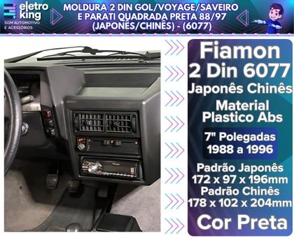 Imagem de Moldura 2 Din Gol/Voyage/Saveiro e Parati Quadrada Preta 88/97 (Japonês/Chinês) - (6077)