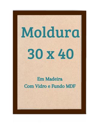 Imagem de Moldura 40x30 Com Vidro P/ Parede Quadro Madeira Laqueada 30x40