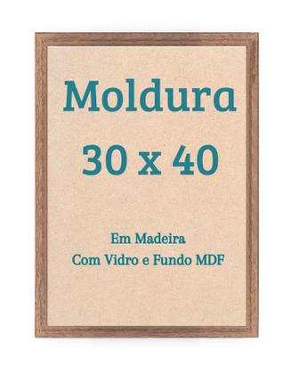 Imagem de Moldura 40x30 Com Vidro P/ Parede Quadro Madeira Laqueada 30x40