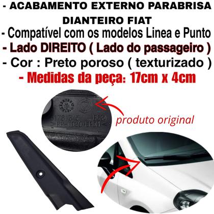 Imagem de Moldura Acabamento Parabrisa Fiat Linea 2009 2010 2011 2012 2013 2014 2015 2016 Lado Direito Original
