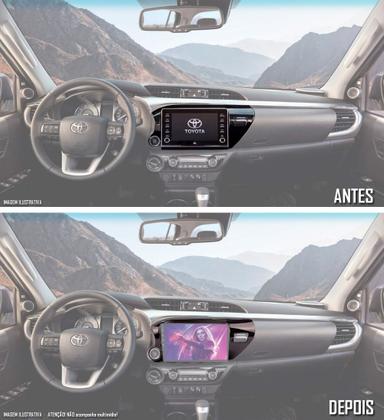 Imagem de Moldura De Painel 2 Din 10" Polegadas Hilux 2017 Em Diante - Black Piano