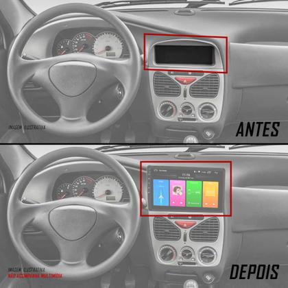 Imagem de Moldura Painel 2 Din 9" Polegadas Fiat Palio, Siena, Strada, Weekend 2001 até 2003 Cinza
