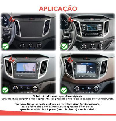 Imagem de Moldura Painel 2 Din Central Multimidia Dvd Mp5 Preta Hyundai Creta 16/21