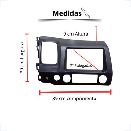 Imagem de Moldura Painel Multimidia 2 Din Honda Civic 2007 2008 2009 2010 2011