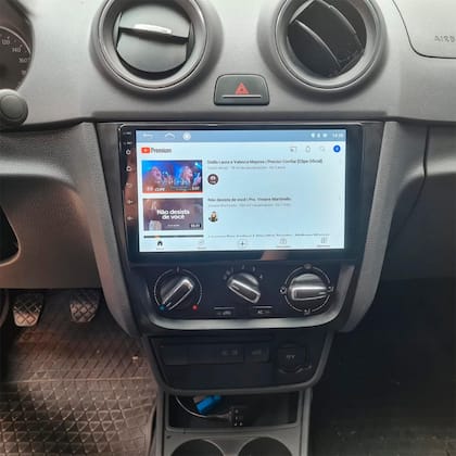 Imagem de Moldura Painel Multimídia 9 Polegadas Premium 2 Din para VW Gol G6 Voyage Saveiro Preto - Fiamon