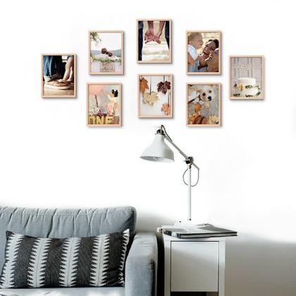 Imagem de Moldura para fotos ATOBART, 8x10 cm, madeira de carvalho com vidro real, pacote com 6