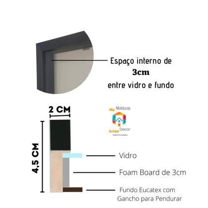 Imagem de Moldura Preta Caixa Alta com vidro para Quadros Quilling e Scrapbook 30x40 com 3cm de  Profundidade