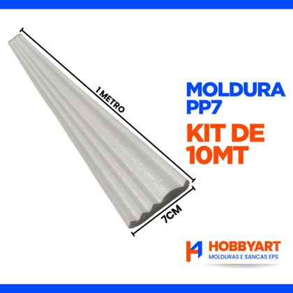 Imagem de Moldura Roda Teto Decoração Isopor 7 cm Kit com 10 metros Modelo PP 7 3D