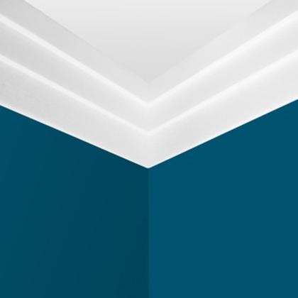 Imagem de Moldura roda teto em isopor sanca decoração kit com 6 metros, 10cm de face - Modelo KUAD 10