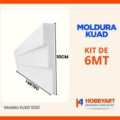 Imagem de Moldura roda teto em isopor sanca decoração kit com 6 metros, 10cm de face - Modelo KUAD 10
