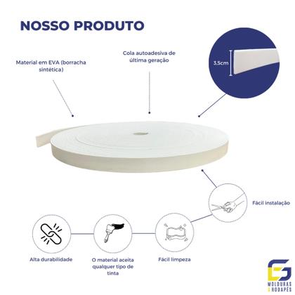 Imagem de Moldura Rodameio Painel Ripado Eva Autocolante Liso 3,5cmx5mm 15 Metros
