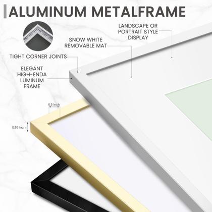 Imagem de Molduras de pôster prateadas Heimlove 22x28, molduras grandes de 22x28 para parede, molduras de parede versáteis com tapete para fotos de 16x24 para casa, quarto, escritório, gancho de parede incluído  conjunto de 1