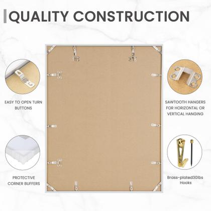 Imagem de Molduras de pôster prateadas Heimlove 22x28, molduras grandes de 22x28 para parede, molduras de parede versáteis com tapete para fotos de 16x24 para casa, quarto, escritório, gancho de parede incluído  conjunto de 1