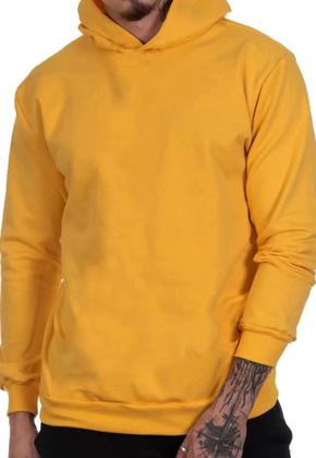 Imagem de Moletom Amarelo Flanelado Grosso com Capuz 3 Cabos