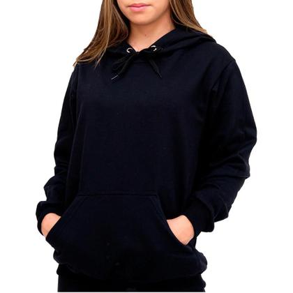 Imagem de Moletom Básico Liso Unissex Blusa De Frio Canguru Flanelado