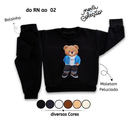 Imagem de Moletom Bebê Infantil Flanelado Menino Conjunto de Frio Peluciado Inverno Presente Premium Abrigo