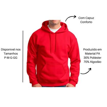 Imagem de Moletom Blusa Abrigo Tradicional Modelo Canguru Com Capuz E Bolso Liso Unissex Macio Frio Inverno