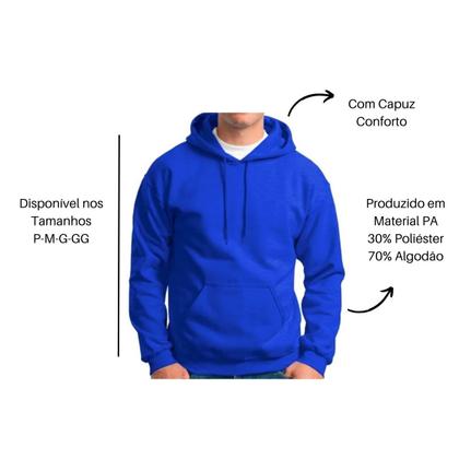 Imagem de Moletom Blusa Abrigo Tradicional Modelo Canguru Com Capuz E Bolso Liso Unissex Macio Frio Inverno