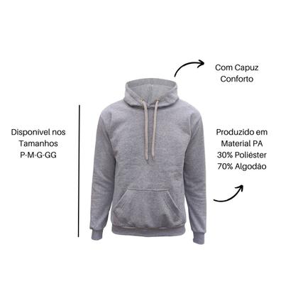 Imagem de Moletom Blusa Abrigo Tradicional Modelo Canguru Com Capuz E Bolso Liso Unissex Macio Frio Inverno