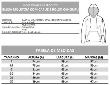 Imagem de Moletom Canguru Com Capuz Blusa De Frio Masculino Moda Inverno Bolso Frontal Reforçado Agasalho
