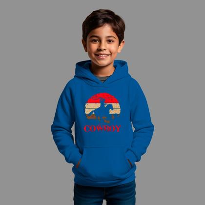 Imagem de Moletom Canguru Infantil Basico Masculino Casual Moda Country Inverno Capuz e Bolso Tecido Macio Cowboy Laço