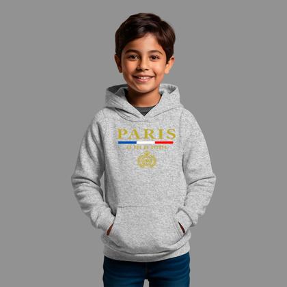 Imagem de Moletom Canguru Infantil Basico Masculino Streetwear Casual Moda De Rua Inverno Blusa De Frio Tecido Macio Paris Risco