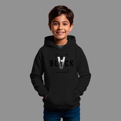 Imagem de Moletom Canguru Infantil Masculino Streetwear Casual Estiloso Inverno Blusa De Frio Black