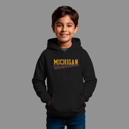 Imagem de Moletom Canguru Infantil Masculino Streetwear Moda De Rua Confortável Inverno Blusa De Frio Tecido Macio Michigan