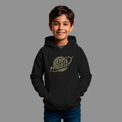 Imagem de Moletom Canguru Infantil Streetwear Basico Moda De Rua Confortável Inverno Blusa De Frio Denim