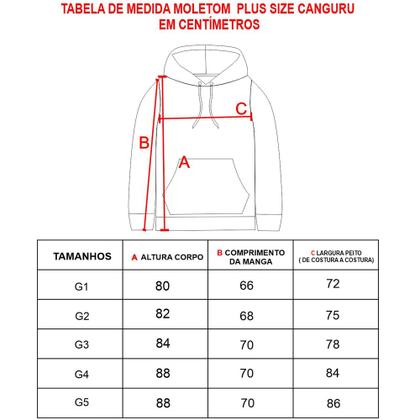Imagem de Moletom Canguru Plus Size Flanelado Masculino Extra Grande Capuz e Bolso 50% Algodão 50% Poliéster