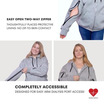 Imagem de Moletom com capuz Inspired Comforts Unissex Dialysis 2GG cinza