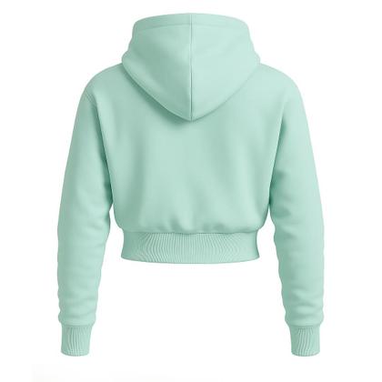 Imagem de Moletom Cropped Feminino Liso Curto Capuz Algodão Flanelada