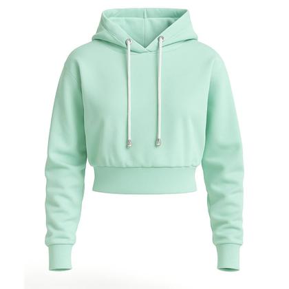 Imagem de Moletom Cropped Feminino Liso Curto Capuz Algodão Flanelada