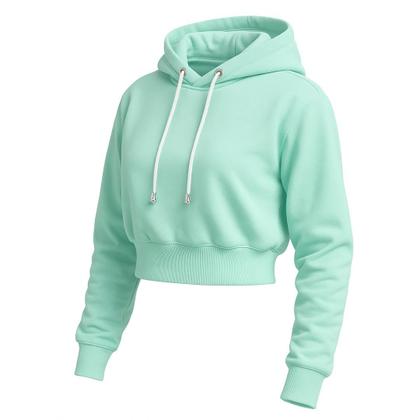 Imagem de Moletom Cropped Feminino Liso Curto Capuz Algodão Flanelada