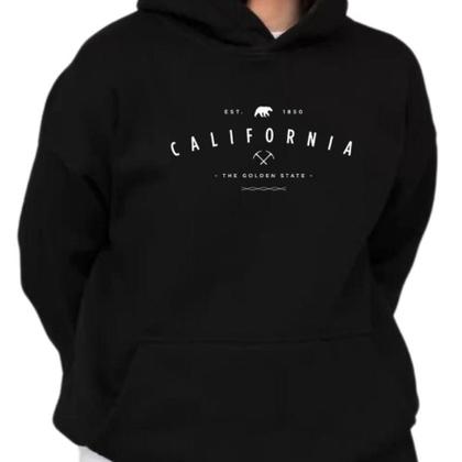 Imagem de Moletom Feminino Canguru Estampado California Golden Flanelado Quentinho Look Inverno