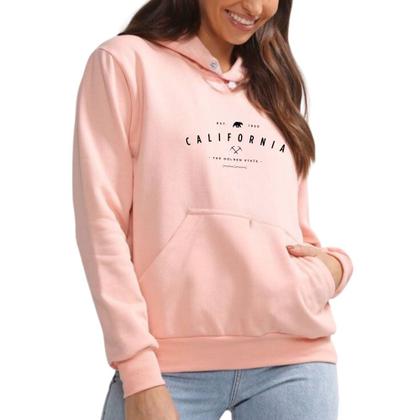 Imagem de Moletom Feminino Canguru Estampado California Golden Flanelado Quentinho Look Inverno