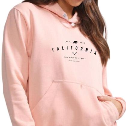Imagem de Moletom Feminino Canguru Estampado California Golden Flanelado Quentinho Look Inverno