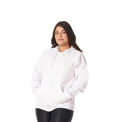 Imagem de Moletom Feminino Canguru Zíper Capuz Bolsos Estiloso Quentinho Confortável