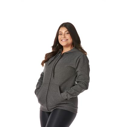 Imagem de Moletom Feminino Canguru Zíper Capuz Bolsos Estiloso Quentinho Confortável