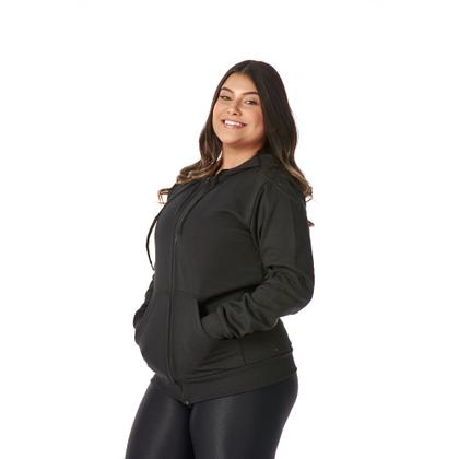 Imagem de Moletom Feminino Canguru Zíper Capuz Bolsos Estiloso Quentinho Confortável