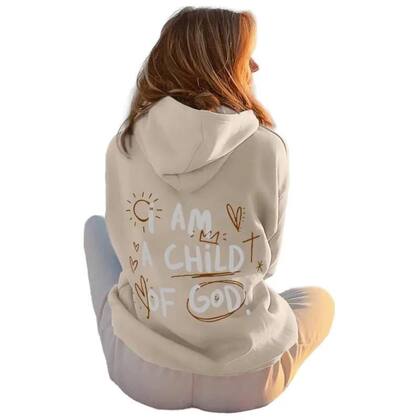 Imagem de Moletom Feminino De Tamanho Grande, I Am a Child of God, Casual, Com Desenho Animado, Forrado De