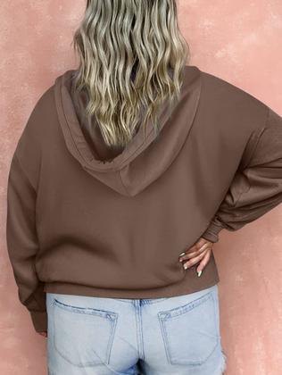 Imagem de Moletom feminino Eytino com capuz com botões plus size 5X marrom