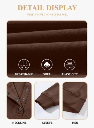 Imagem de Moletom feminino Eytino com capuz com botões plus size 5X marrom