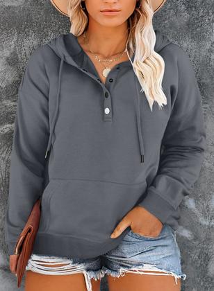 Imagem de Moletom feminino Eytino com capuz plus size com botões 5X cinza